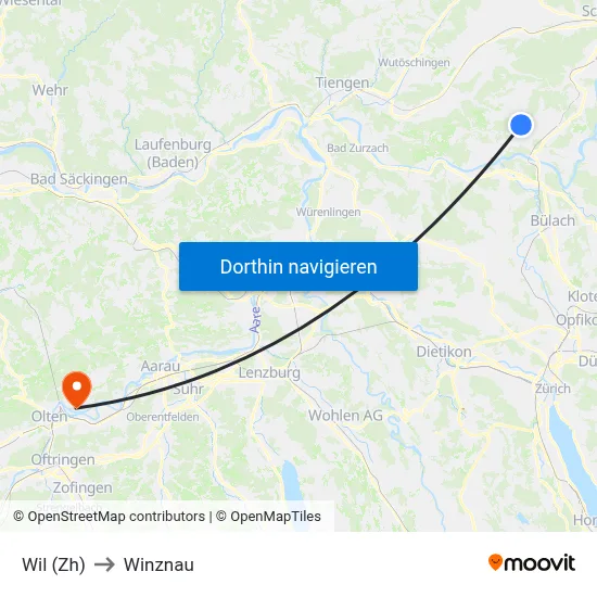 Wil (Zh) to Winznau map