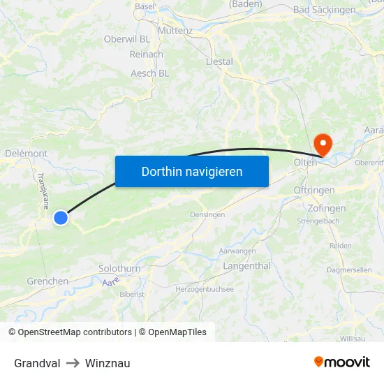Grandval to Winznau map