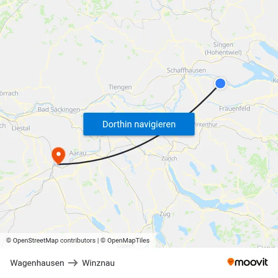 Wagenhausen to Winznau map