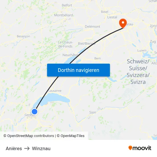 Anières to Winznau map
