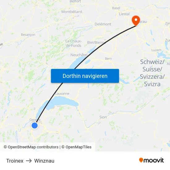Troinex to Winznau map