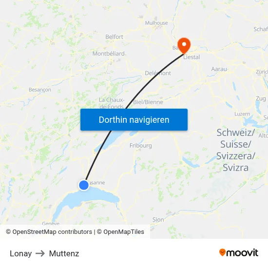 Lonay to Muttenz map
