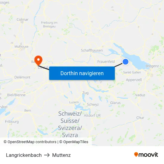 Langrickenbach to Muttenz map