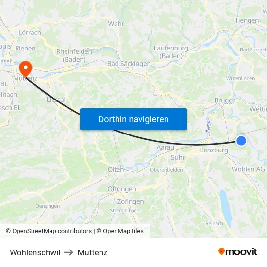 Wohlenschwil to Muttenz map