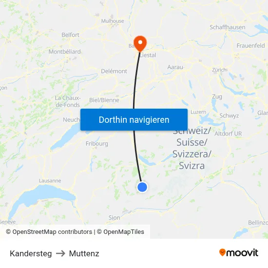Kandersteg to Muttenz map