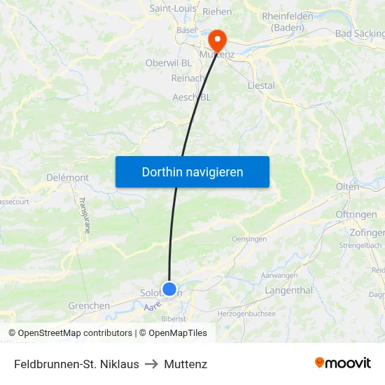Feldbrunnen-St. Niklaus to Muttenz map
