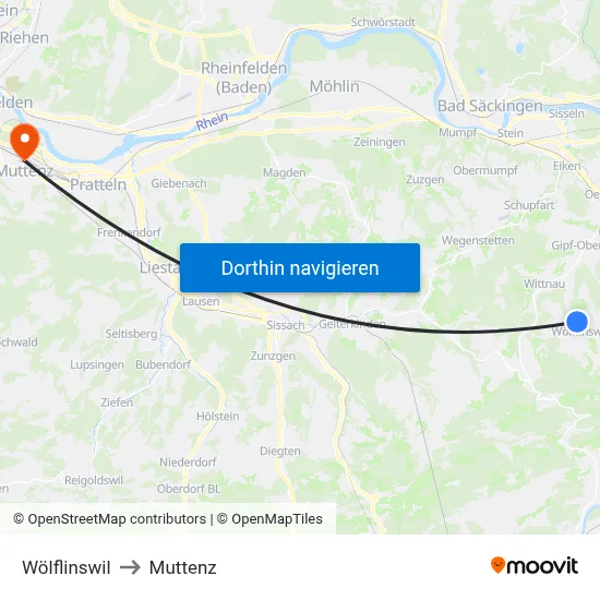 Wölflinswil to Muttenz map