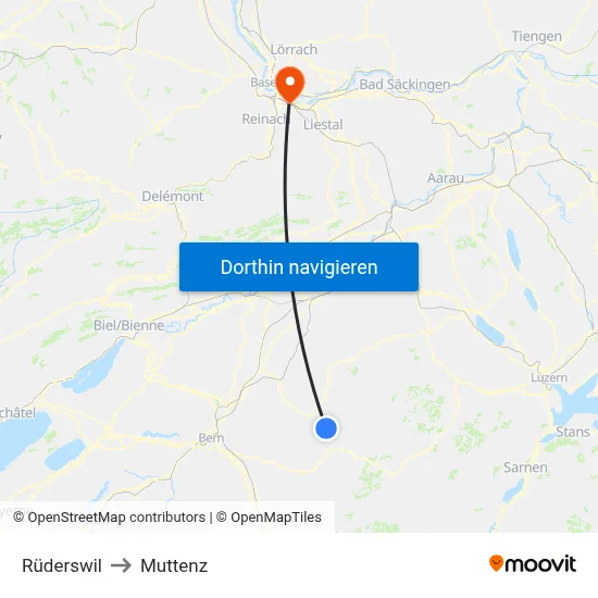 Rüderswil to Muttenz map