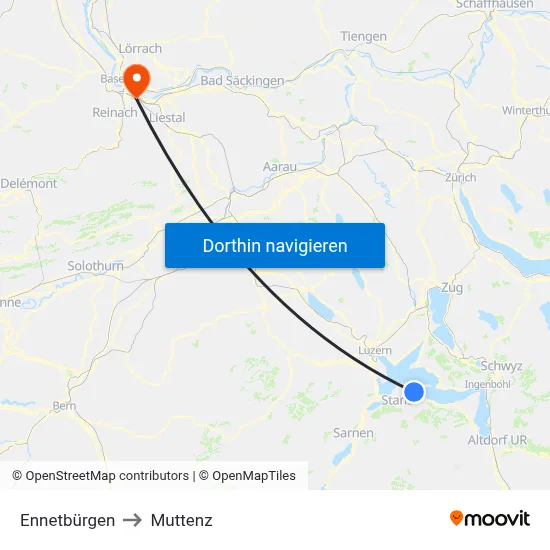 Ennetbürgen to Muttenz map