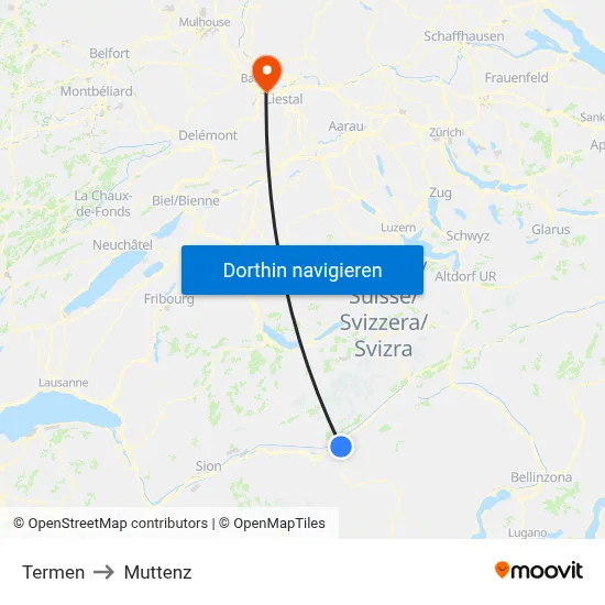 Termen to Muttenz map