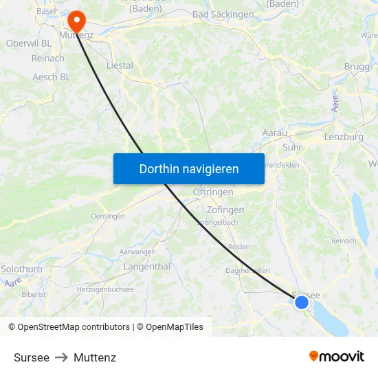 Sursee to Muttenz map