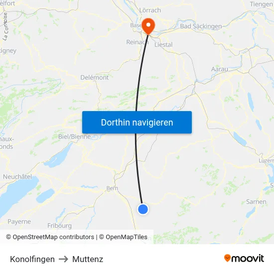Konolfingen to Muttenz map