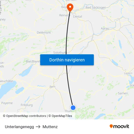 Unterlangenegg to Muttenz map