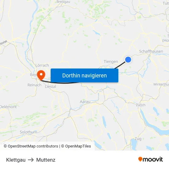 Klettgau to Muttenz map