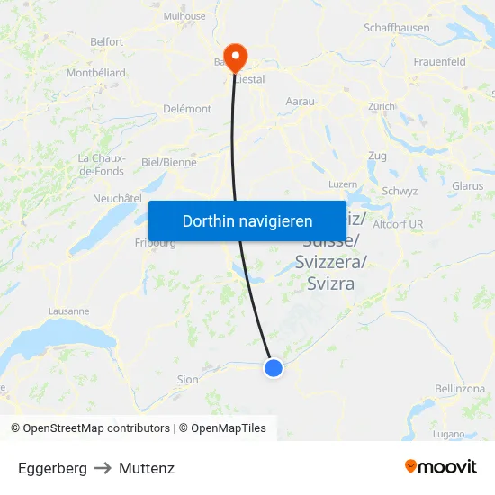 Eggerberg to Muttenz map