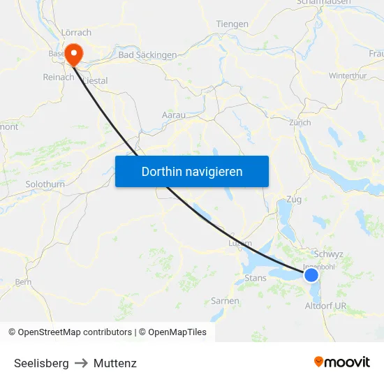 Seelisberg to Muttenz map