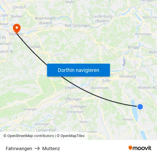 Fahrwangen to Muttenz map