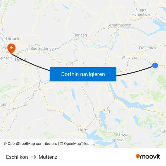 Eschlikon to Muttenz map