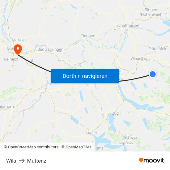 Wila to Muttenz map