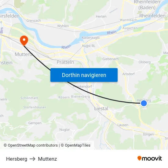 Hersberg to Muttenz map