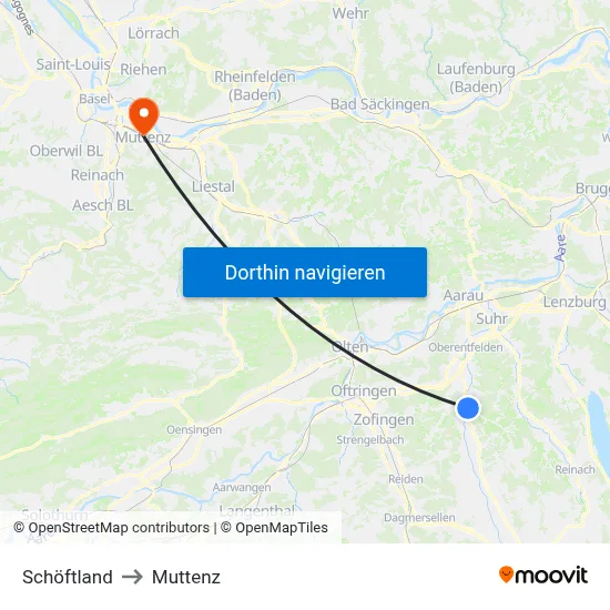 Schöftland to Muttenz map