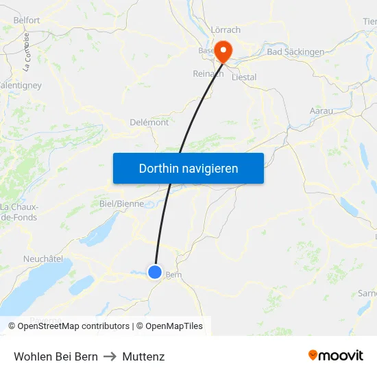 Wohlen Bei Bern to Muttenz map