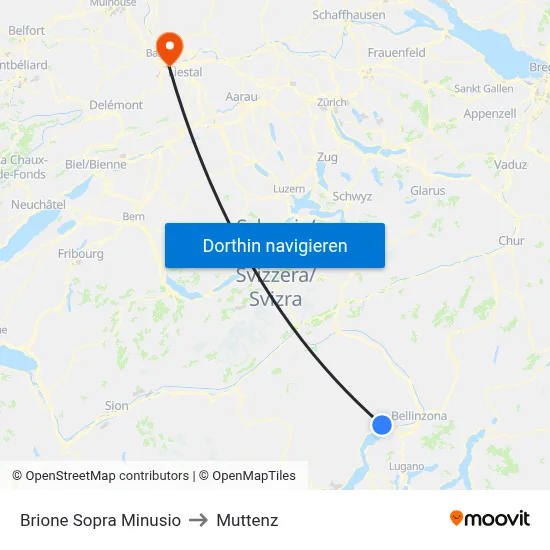 Brione Sopra Minusio to Muttenz map