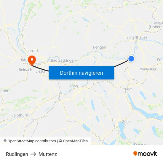 Rüdlingen to Muttenz map