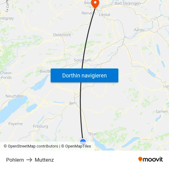 Pohlern to Muttenz map