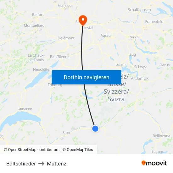 Baltschieder to Muttenz map