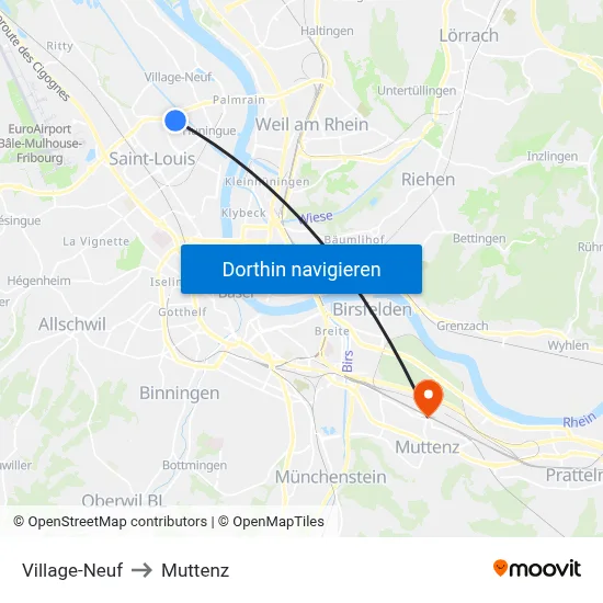 Village-Neuf to Muttenz map