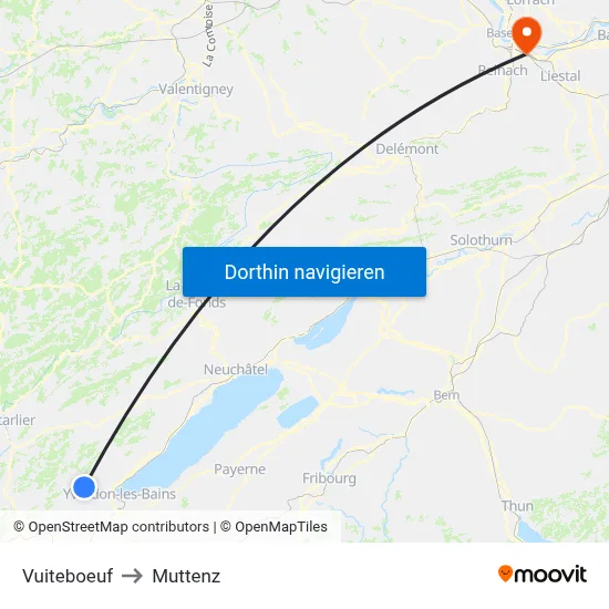 Vuiteboeuf to Muttenz map