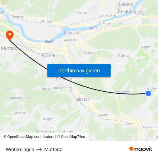 Wintersingen to Muttenz map