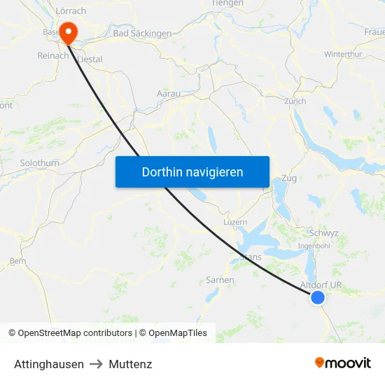 Attinghausen to Muttenz map