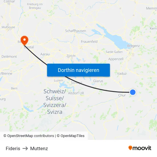 Fideris to Muttenz map