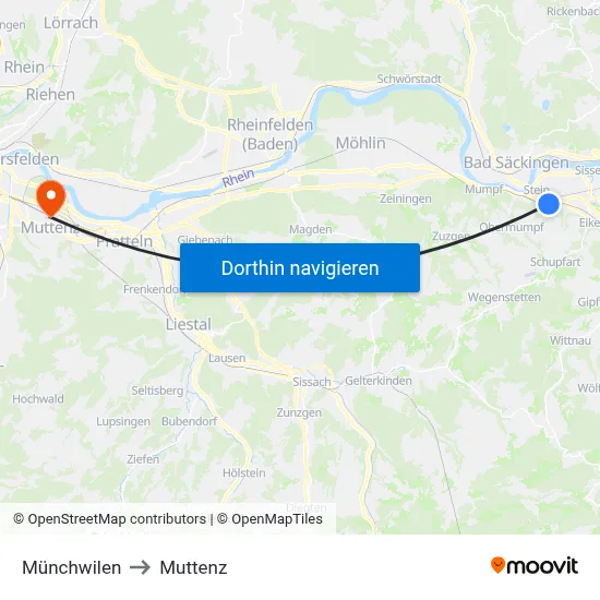 Münchwilen to Muttenz map
