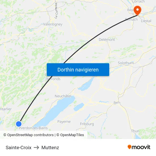 Sainte-Croix to Muttenz map