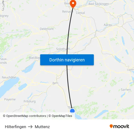 Hilterfingen to Muttenz map