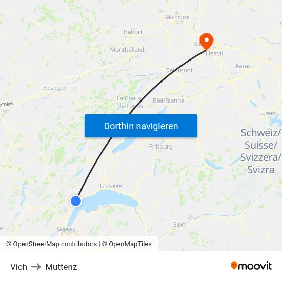 Vich to Muttenz map