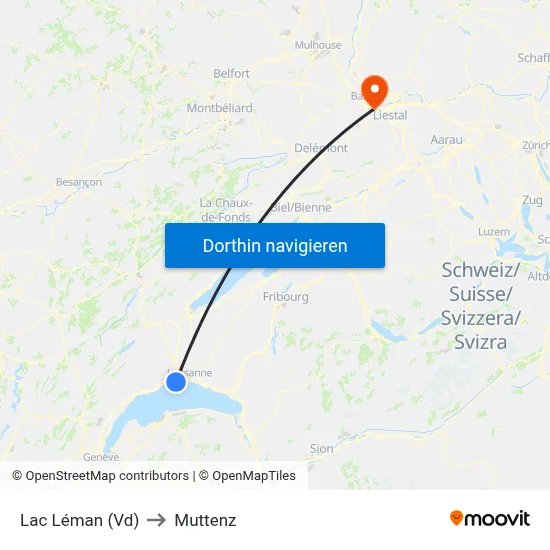Lac Léman (Vd) to Muttenz map