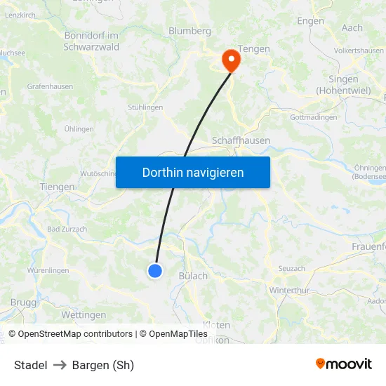 Stadel to Bargen (Sh) map
