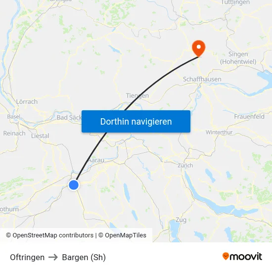 Oftringen to Bargen (Sh) map