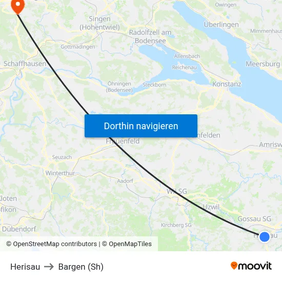 Herisau to Bargen (Sh) map