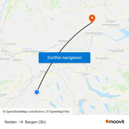 Reiden to Bargen (Sh) map