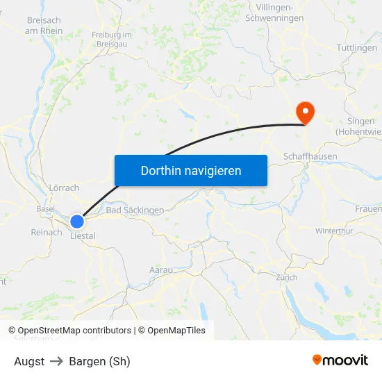 Augst to Bargen (Sh) map