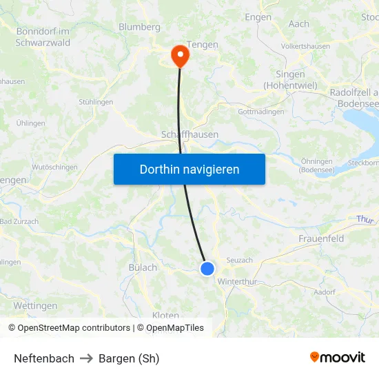 Neftenbach to Bargen (Sh) map
