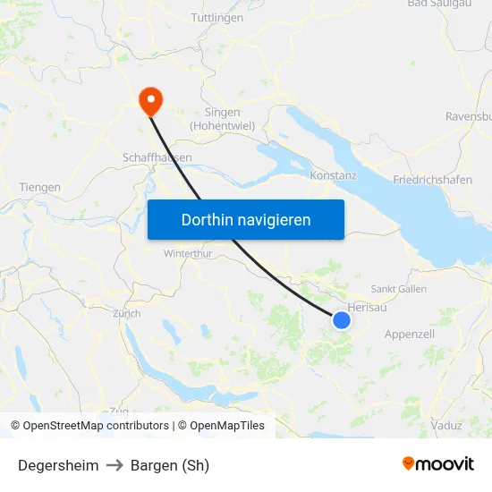 Degersheim to Bargen (Sh) map