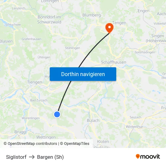 Siglistorf to Bargen (Sh) map