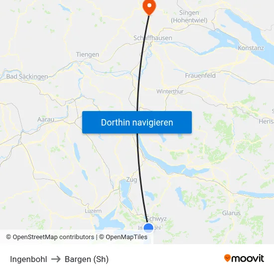 Ingenbohl to Bargen (Sh) map