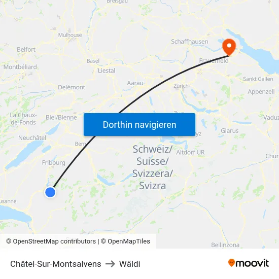 Châtel-Sur-Montsalvens to Wäldi map